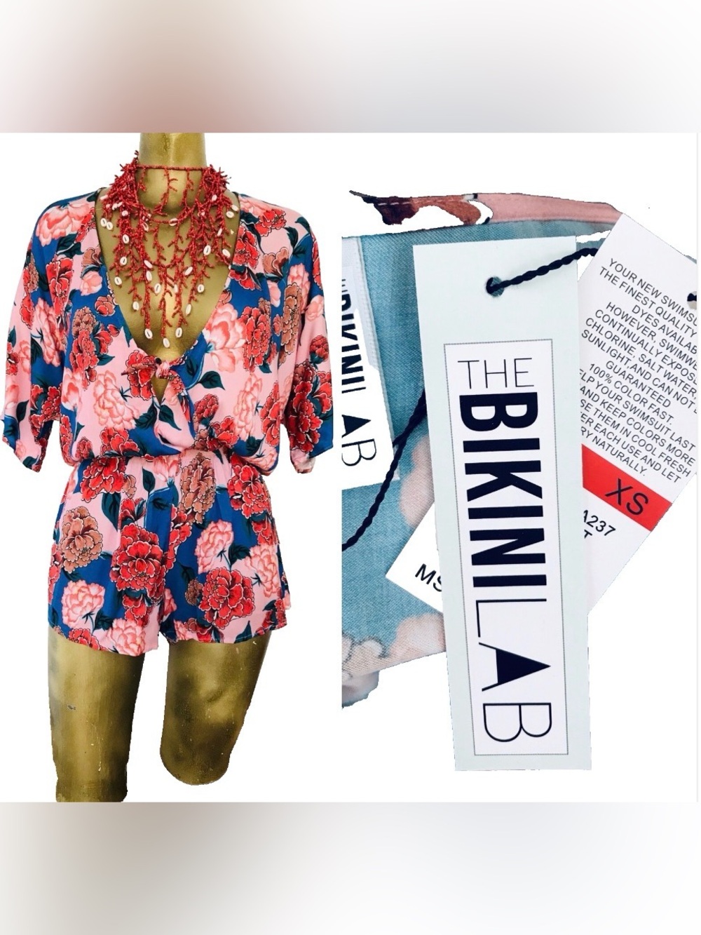 BIKINI LAB Spanish Bloom KIMONO Print ROMPER Playsuit XS